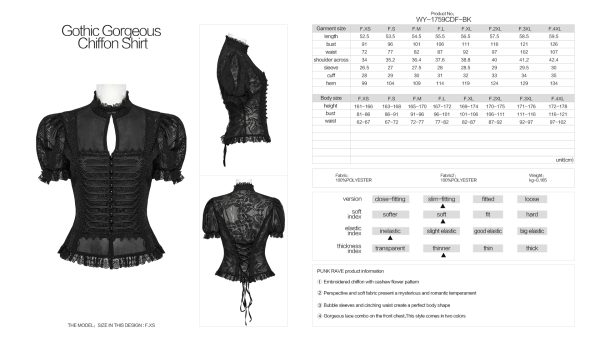Punk Rave Black Whispers Cut Out Chest Lace Gothic Blouse