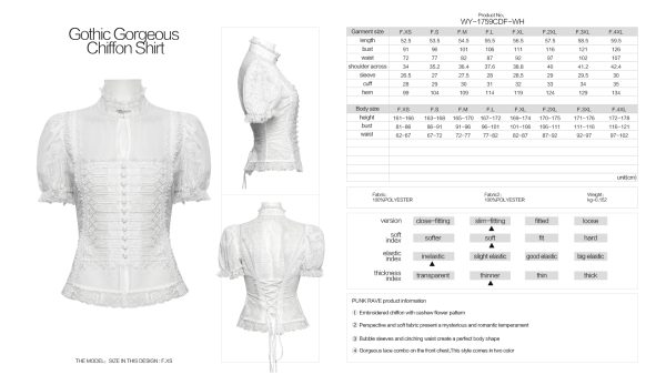 Punk Rave White Whispers Cut Out Chest Lace Gothic Blouse