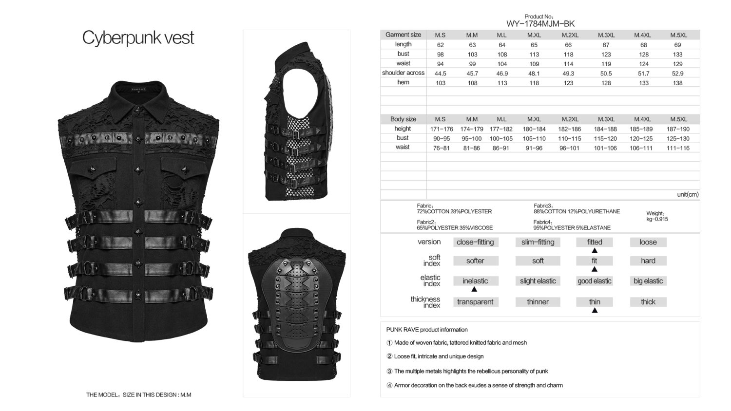 Punk Rave Apocalypse Gothic Buckles Vest