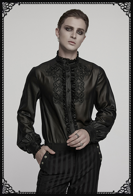 Punk Rave Black Francis Embroidered Sheer Gothic Blouse