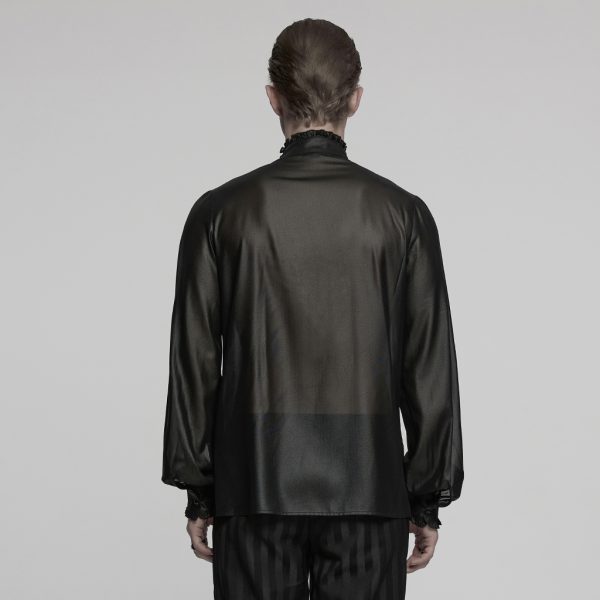 Punk Rave Black Francis Embroidered Sheer Gothic Blouse