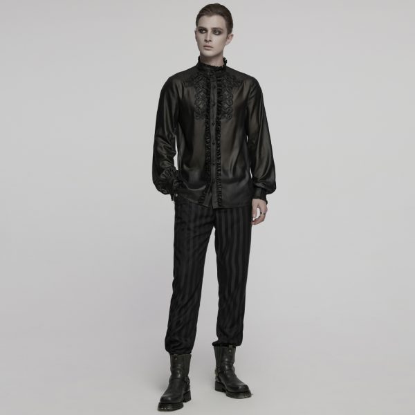 Punk Rave Black Francis Embroidered Sheer Gothic Blouse