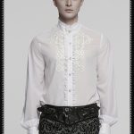 Punk Rave White Francis Embroidered Sheer Gothic Blouse