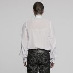 Punk Rave White Francis Embroidered Sheer Gothic Blouse