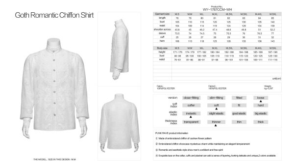 Punk Rave White Francis Embroidered Sheer Gothic Blouse