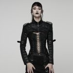 Punk Rave Dis-aster Chain Faux Leather Gothic Bolero(Female)