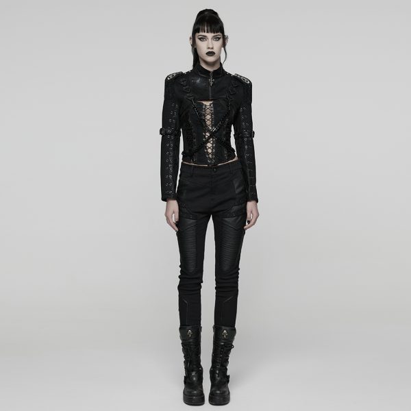 Punk Rave Dis-aster Chain Faux Leather Gothic Bolero(Female)