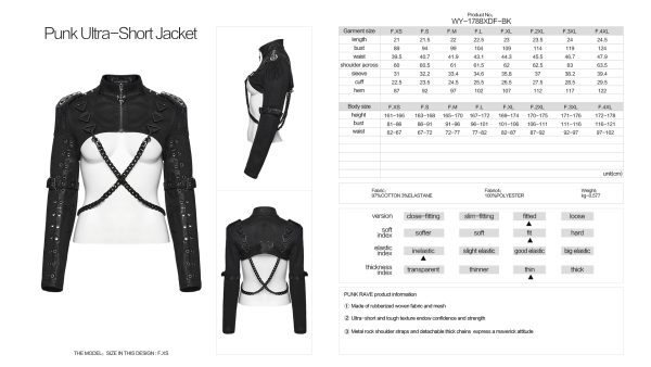 Punk Rave Dis-aster Chain Faux Leather Gothic Bolero(Female)