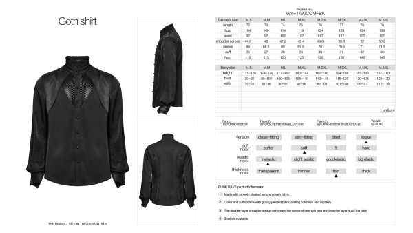 Punk Rave Neonoir Men Gothic Shirt