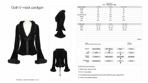 Punk Rave Goth x Brat Faux Fur Y2K Bell Sleeve Top