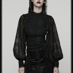 Punk Rave Black Entombed Bishop Sleeve Lace Gothic Blouse