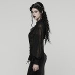 Punk Rave Black Entombed Bishop Sleeve Lace Gothic Blouse
