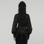 Punk Rave Black Entombed Bishop Sleeve Lace Gothic Blouse