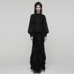 Punk Rave Black Entombed Bishop Sleeve Lace Gothic Blouse