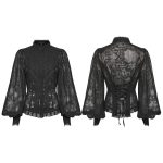 Punk Rave Black Entombed Bishop Sleeve Lace Gothic Blouse