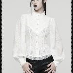 Punk Rave White Entombed Bishop Sleeve Lace Gothic Blouse