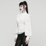 Punk Rave White Entombed Bishop Sleeve Lace Gothic Blouse