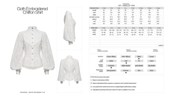 Punk Rave White Entombed Bishop Sleeve Lace Gothic Blouse