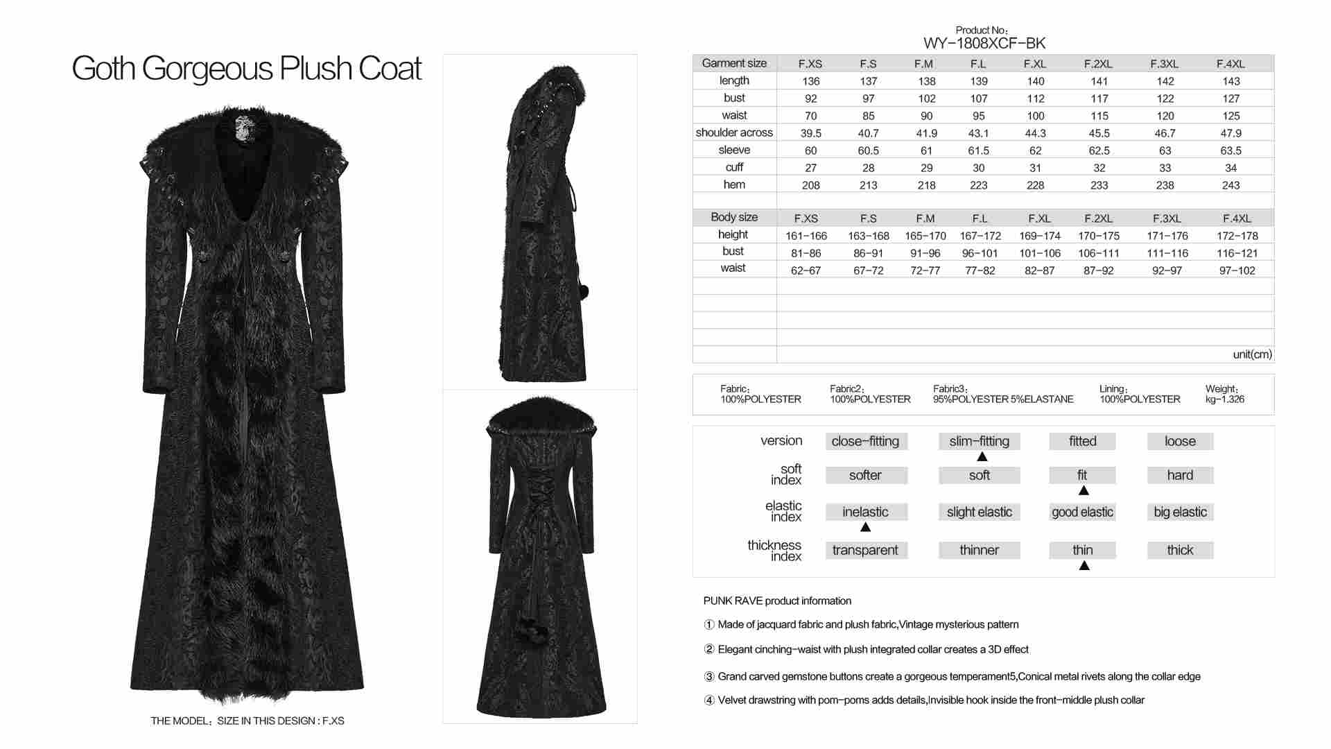 Punk Rave Nadija Hooded Long Gothic Coat