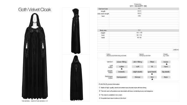 Punk Rave Ava Embroidered Velvet Gothic Cape