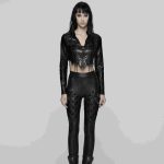 Punk Rave The Rage Faux Leather Lace Up Cropped Jacket