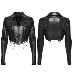 Punk Rave The Rage Faux Leather Lace Up Cropped Jacket
