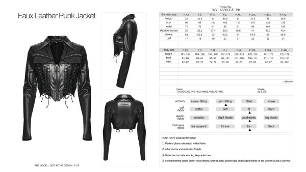 Punk Rave The Rage Faux Leather Lace Up Cropped Jacket