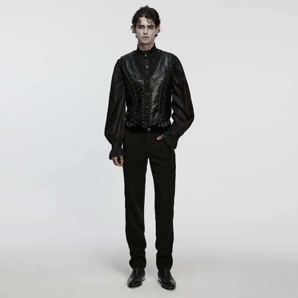 Punk Rave Thonean PU Lace Up Man Waistcoat