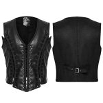 Punk Rave Thonean PU Lace Up Man Waistcoat