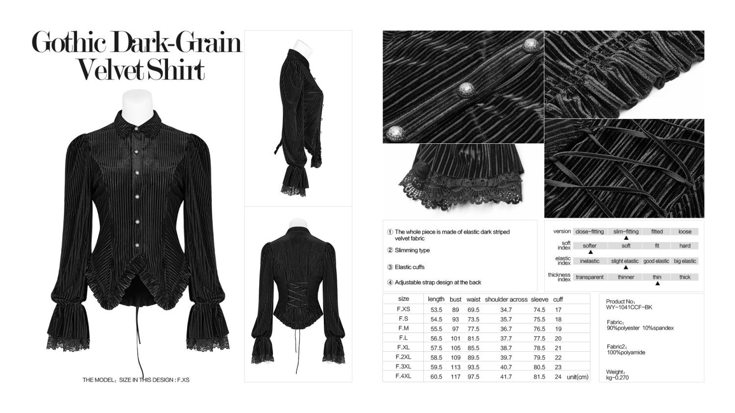 Punk Rave Sweeney Stripe Velvet Blouse Black