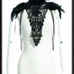 RQ-BL. Feather with lace beaded shrug