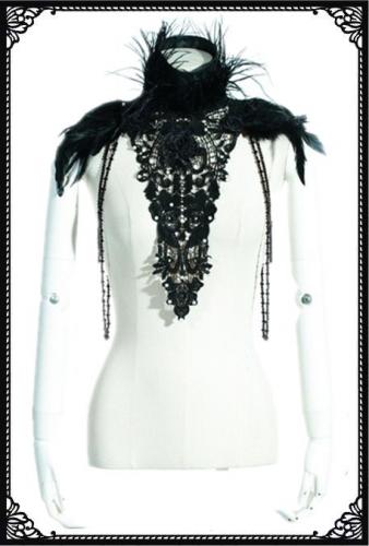 RQ-BL. Feather with lace beaded shrug