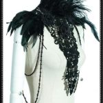 RQ-BL. Feather with lace beaded shrug