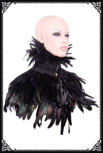 Victorian gothic feather shrug/cape(BK/Green)