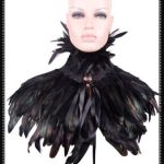 Victorian gothic feather shrug/cape(BK/Green)