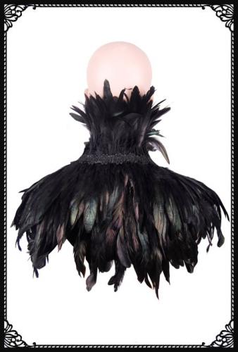 Victorian gothic feather shrug/cape(BK/Green)