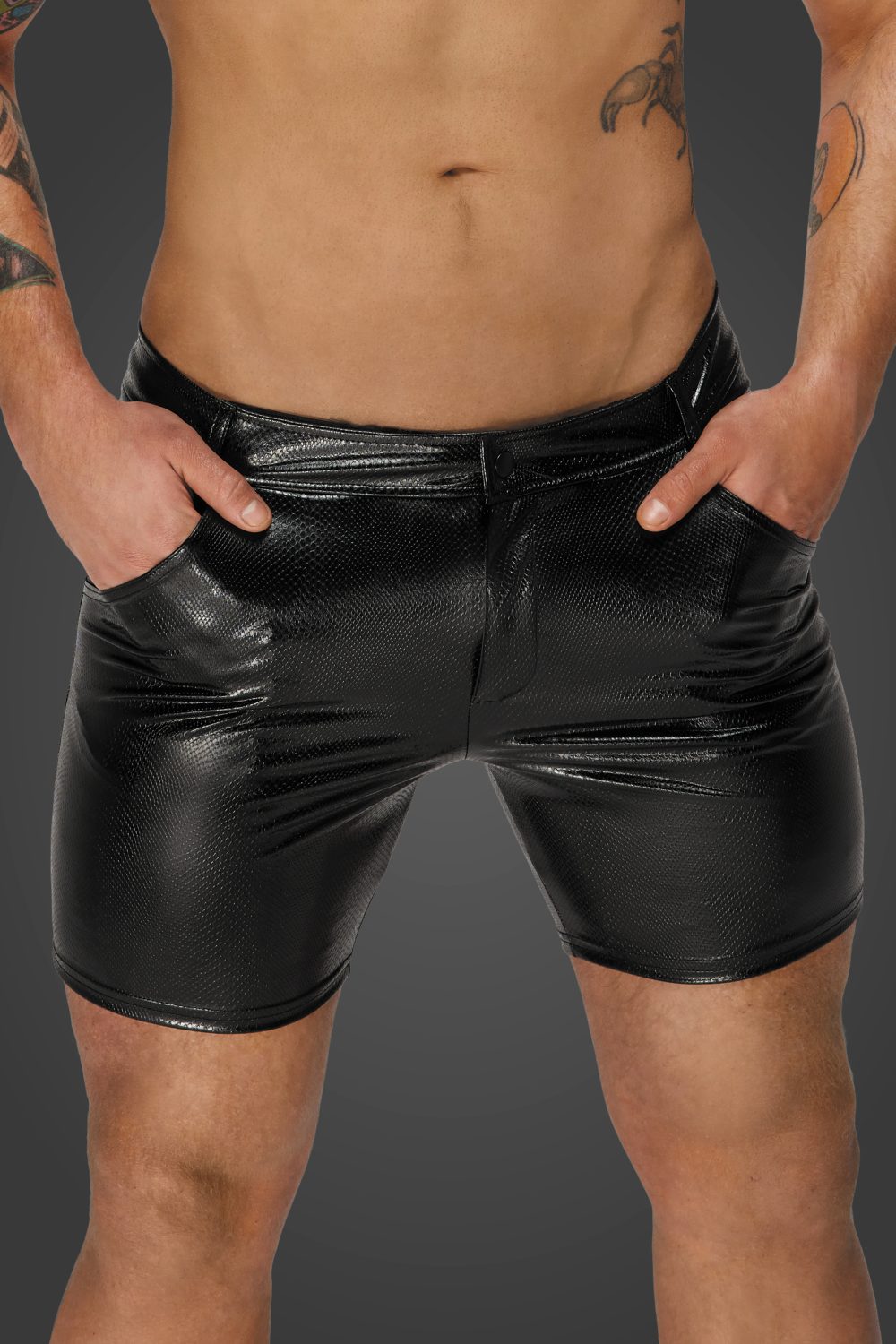 Noir Handmade Russel Crock Black PU Shorts