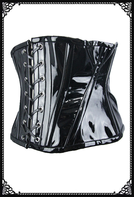 PVC Underbust Fetish Steel Bone Corset(BK)