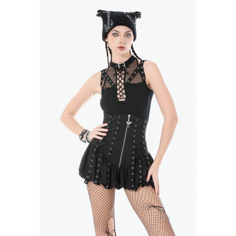 Dark In Love Layla High Waist Zip Up Ruffle Gothic Skirt