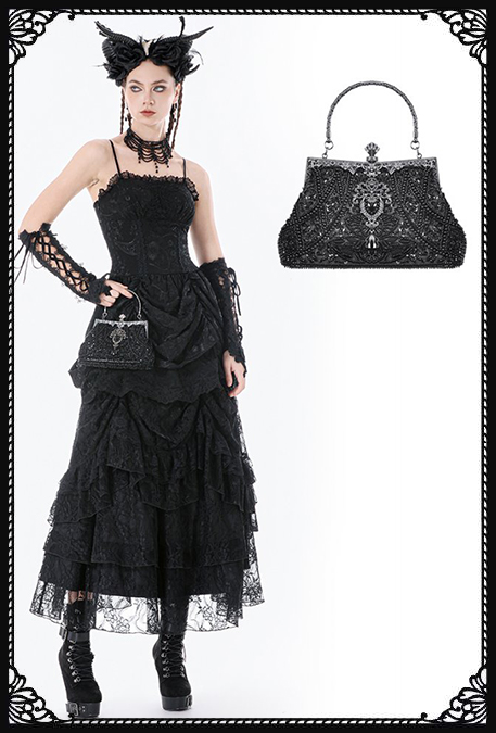 Dark In Love Lavinia Small Gothic Purse With Beads