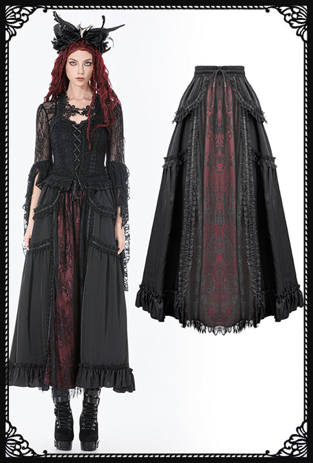 Dark In Love Vampy Red Gothic Skirt