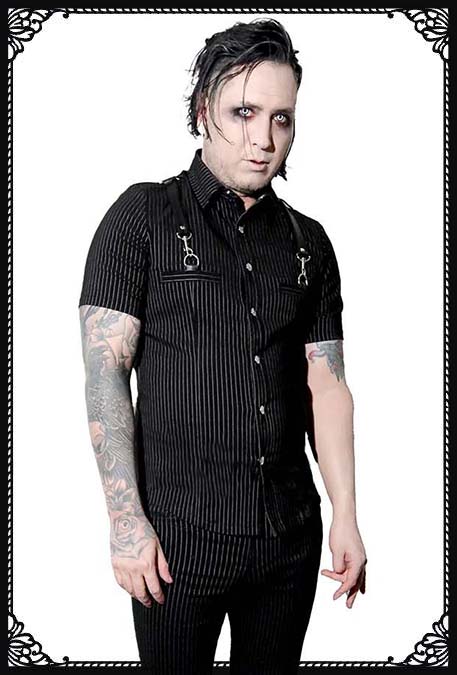 Lip Service Men’s Pinstriped Short Sleeve Gangsta Pranksta Shirt