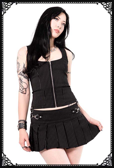 Lip Service Pinstriped Gangsta Pranksta Pleated Skirt