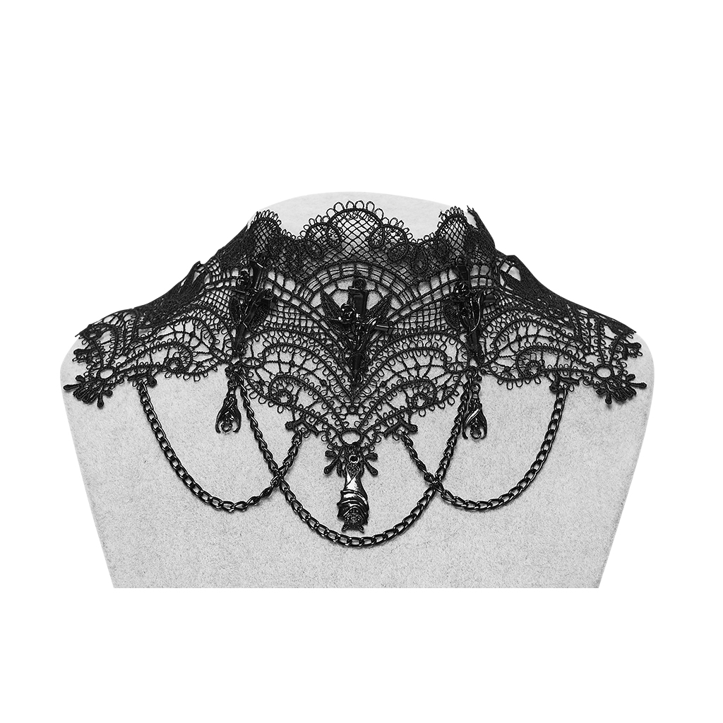 Punk Rave Rose Gothic Lace Choker