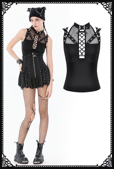 Dark In Love Melania Fishnet Punk Top