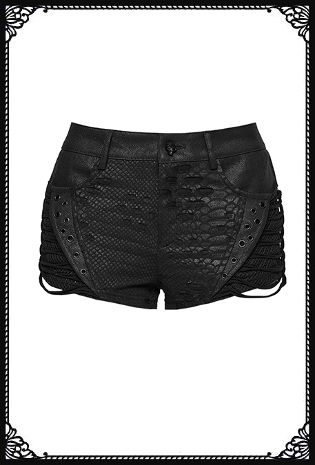 Punk Rave Venom Snake Pattern Gothic Shorts