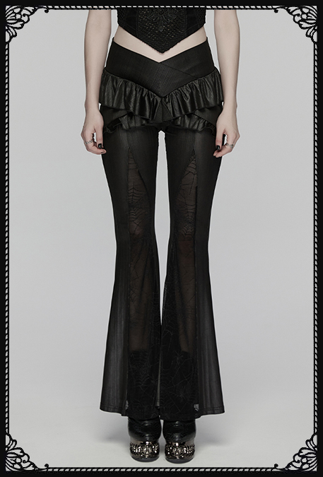 Punk Rave Ruffle Flare Gothic Cake Skirt-Pants