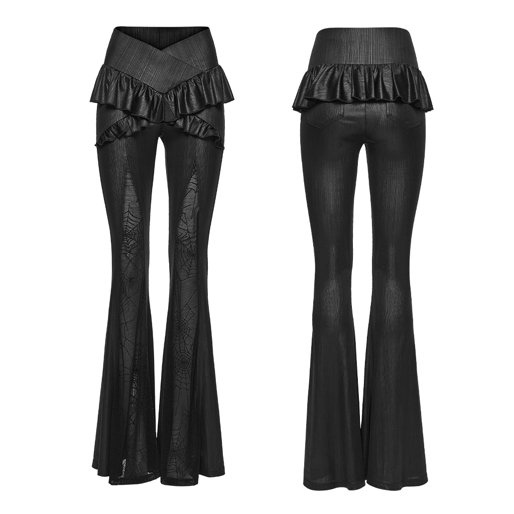 Punk Rave Ruffle Flare Gothic Cake Skirt-Pants