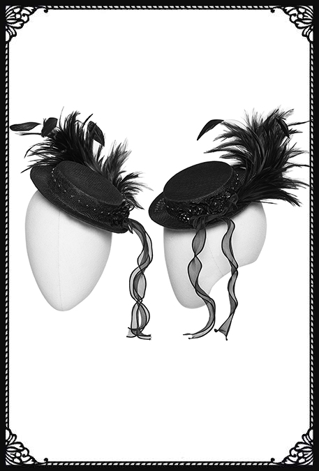 Punk Rave Doomed Life Feather Gothic Fasinator-Hat