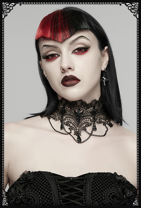 Punk Rave Rose Gothic Lace Choker